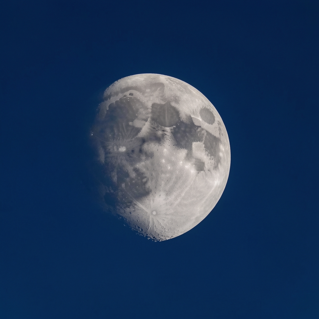 Secuencia de las fases de la luna visible en un cielo nocturno despejado color azul profundo
