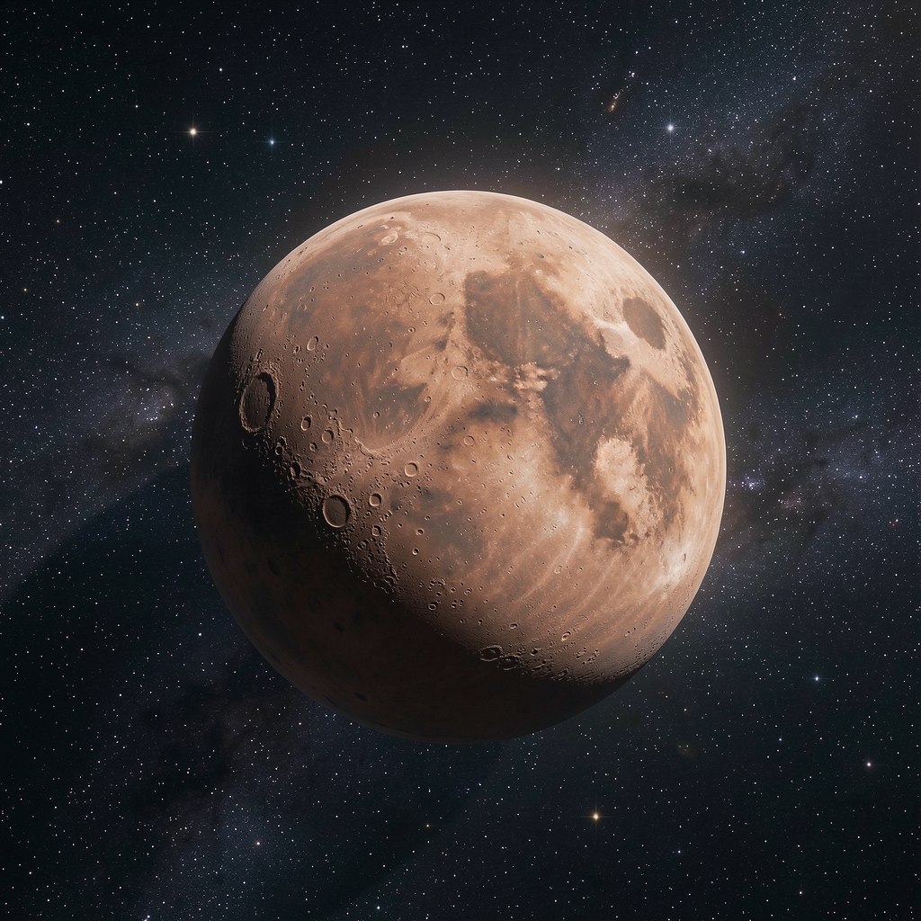 Representación del planeta Mercurio con su superficie rocosa y craterizada en el espacio